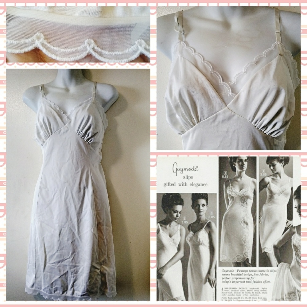 VTG 60s Gaymode Off White Full Slip Sz 36
